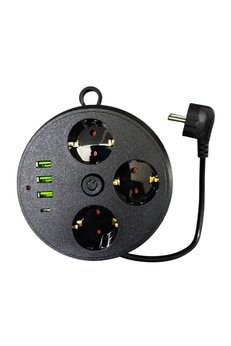 Evimdeyokyok 3 Lü Akım Korumalı Priz Makaralı Anahtarlı 16A 4000 Watt 3 X Usb - 1 Type-C 3395
