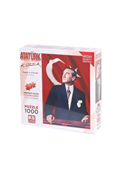 Ks Puzzle Erkek Çocuk Oyuncak 20728 Atatürk ve Türk Bayrağı 1000 Parça Puzzle -KS Puzzle Kız Çocuk Eğitici Oyu