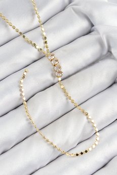 Evimdeyokyok Pirinç Zirkon Taşlı Ezme Zincirli Model Gold Renk Y Kolye Tj-Bko10465