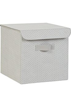STOREMAX lvnshop Textile Gri Kapaklı Kutu 30 x 30 x 30 cm 224120