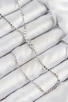 Evimdeyokyok Pirinç Zirkon Taşlı Ezme Zincirli Model Gümüş Renk Y Kolye Tj-Bko10464