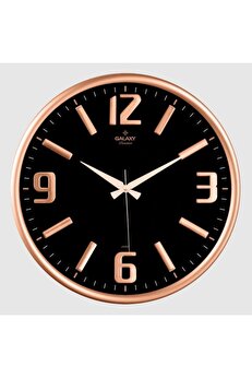 STOREMAX goldtrack Premium Serisi Metal Çerçeveli Kabartma Rakamlı Camlı 35 CM Duvar Saati Bakır -Siyah goldb
