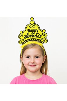 Ethab Ti̇caret Sarı Happy Bi̇rthday Doğum Günü Prenses Tacı