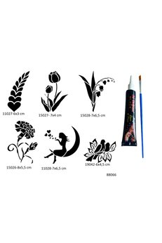 Airbrush Tattoo Çiçek Melek 6 Adet Şablon Ve Hint Kınası Geçici Dövme Seti