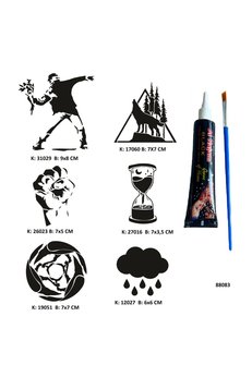 Airbrush Tattoo Dik Duruş Tüp Kına Ve Fırça Hediyeli Tattoo Geçici Dövme Seti