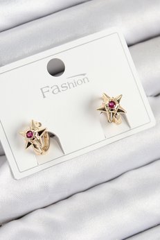 Evimdeyokyok Pirinç Zirkon Taşlı Yıldız Model Gold Renk Çocuk Küpe Tj-Bkp11197