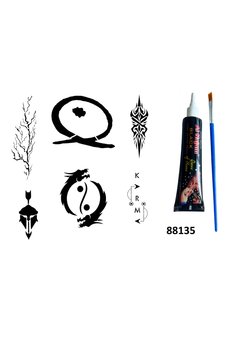 Airbrush Tattoo Karma Ying Yang Hint Kınasıyla Geçici Dövme Yapma Seti