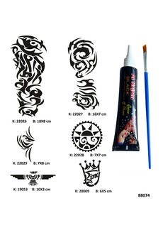 Airbrush Tattoo Tribal Ve Kol Tüp Kına Ve Fırça Hediyeli Tattoo Geçici Dövme Seti