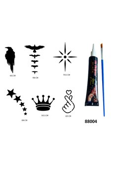 Airbrush Tattoo Kuşlar Ve Yıldızlar Hint Kınasıyla Geçici Dövme Seti