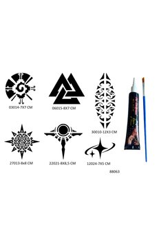 Airbrush Tattoo Aztek Ve Maori 6 Adet Şablon Ve Hint Kınası Geçici Dövme Seti