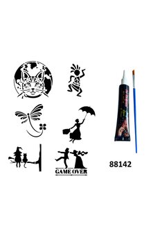 Airbrush Tattoo Kedi Cadı Hint Kınasıyla Geçici Dövme Yapma Seti
