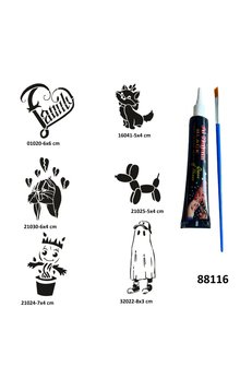 Airbrush Tattoo Çocuksu Modeller Geçici Dövme Yapma Seti Siyah Kına Ve Fırça Hediyeli