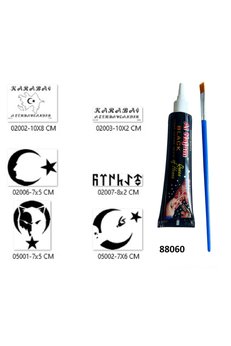 Airbrush Tattoo Azeri Türk Tasarımları Hint Kınalı Geçici Dövme Yapma Seti