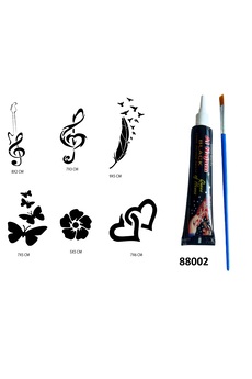 Airbrush Tattoo Nota Ve Kalpler Hint Kınasıyla Geçici Dövme Seti