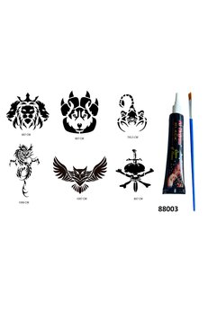 Airbrush Tattoo Vahşi Hayvanlar Hint Kınasıyla Geçici Dövme Seti