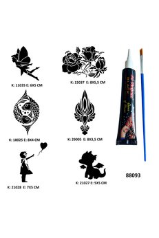 Airbrush Tattoo Sevimli Modeller Hint Kınasıyla Geçici Dövme Yapma Kiti