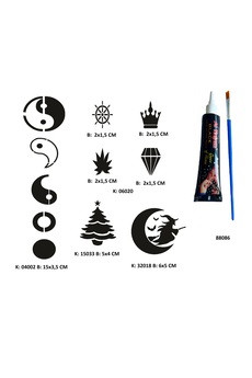 Airbrush Tattoo Minimal Parmak Ve Sırt Serisi Tüp Kına Ve Fırça Hediyeli Tattoo Geçici Dövme Seti