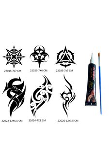 Airbrush Tattoo Tribal Kol Bacak 6 Adet Şablon Ve Hint Kınası Geçici Dövme Seti