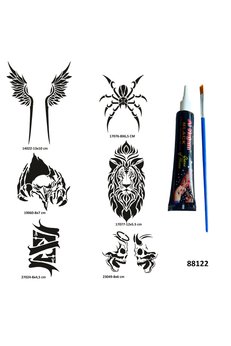 Airbrush Tattoo Hırçın Tasarımlar Hint Kınasıyla Geçici Dövme Yapma Seti