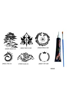 Airbrush Tattoo Kol Şerit 6 Adet Şablon Ve Hint Kınası Geçici Dövme Seti