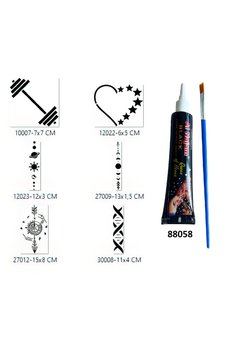 Airbrush Tattoo Şerit Pusula Hint Kınalı Geçici Dövme Yapma Seti