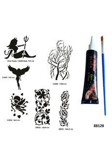 Airbrush Tattoo Aşk Ve Tutku Sembolleri Siyah Hint Kınası Hediyeli Geçici Dövme Yapma Seti