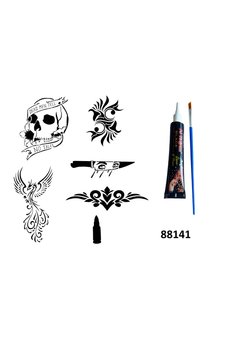 Airbrush Tattoo Anka Kurukafa Hint Kınasıyla Geçici Dövme Yapma Seti