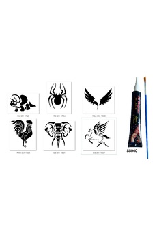 Ai̇rbrush Tattoo Di̇nazor Horoz Hi̇nt Kınasıyla Geçi̇ci̇ Dövme Seti̇