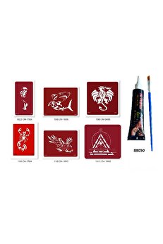 Ai̇rbrush Tattoo Shark Dragon Hi̇nt Kınasıyla Geçi̇ci̇ Dövme Seti̇