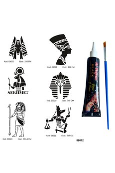 Airbrush Tattoo Antik Mısır Tanrıları Hint Kınasıyla Geçici Dövme Yapma Seti Fırça Hediyeli
