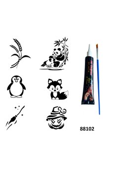 Airbrush Tattoo Anne Yavru Panda Hint Kınasıyla Geçici Dövme Yapma Kiti