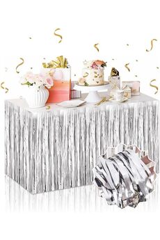 Go İthalat Gümüş Metali̇ze Masa Eteği̇ 275X75 Cm - Kendi̇nden Yapışkanlı (5258)
