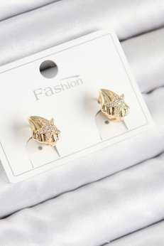 Evimdeyokyok Pirinç Zirkon Taşlı Yıldız Model Gold Renk Çocuk Küpe Tj-Bkp11193