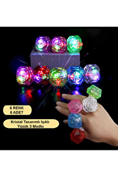 Ethab Ti̇caret 6 Lı Kri̇stal Led Parti̇ Yüzük Seti̇