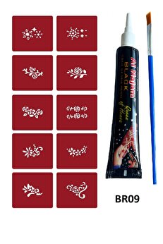 Ai̇rbrush Tattoo Mi̇ni̇mal Geçi̇ci̇ Dövme Yapma Seti̇ 10 Desen 1 Tüp Kına Br009