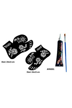 Ai̇rbrush Tattoo Dallı Çi̇çekler 2 Adet Ayak Kalıbı Ve Si̇yah Hi̇nt Kınası Geçi̇ci̇ Dövme Yapma Seti̇