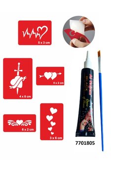 Airbrush Tattoo Kalp Desenleri Hint Kınası Ile Geçici Dövme Yapma Seti