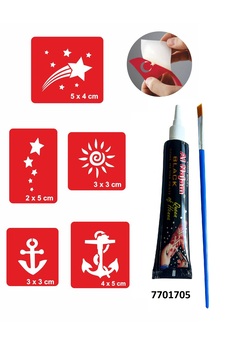 Airbrush Tattoo Yıldız Çapa Desenleri Hint Kınası Ile Geçici Dövme Yapma Seti