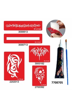 Airbrush Tattoo Tribal Zincir Desenleri Hint Kınası Ile Geçici Dövme Yapma Seti