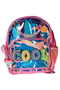 gizmurstore Nessiworld Vest Nakış Sırt Çantası Şeffaf Pembe