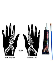 Ai̇rbrush Tattoo Zari̇f Çi̇çekler El Üstü Dövme Seti̇ 2 Adet Kına Kalıbı Si̇yah Kına Ve Fırça Hedi̇yeli̇