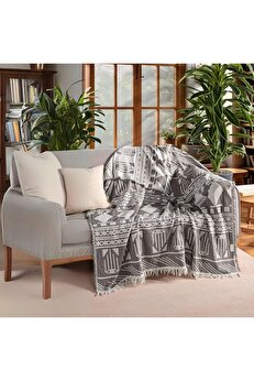STOREMAX TknszrShop TEKSTIL Lüks 100% Pamuk Koltuk Şalı TV Battaniyesi, Geniş 130x170 cm Yüksek Kaliteli