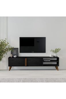 STOREMAX Dolaplı, Raflı Tv Sehpası, Oturma Odası Tv Ünitesi, Ahşap Siyah newdesing 842385