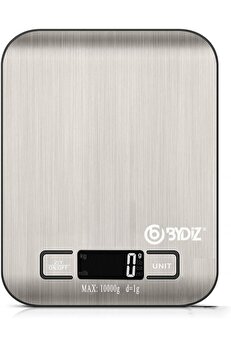 STOREMAX lvnshop BY-005 Mutfak Terazisi - Paslanmaz Çelik Yüzeyli Mutfak Tartısı - Dara İşlevi, LED Ekran, 5