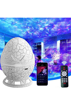 gizmurstore Çatlak Dinozor Yumurtası Tasarımlı Projektörlü Gece Lambası Bluetooth Özellikli