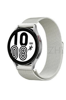 ykavm Samsung Galaxy Watch 4 Metal Mıknatıslı Kordon - Gümüş-(5796)