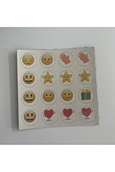 STOREMAX Manyetik Sticker Mıknatıslı Emoji Sticker Gülen Yüz Sticker Gülenyüz Yıldız kalp hediye alkış 160 ad