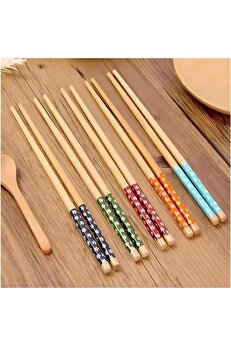 STOREMAX Adet Bambu Desenli Yıkanabilir Çin Çubuk - Sushi, Ramen ve Noodle Yemek Çubukları Seti 1014773