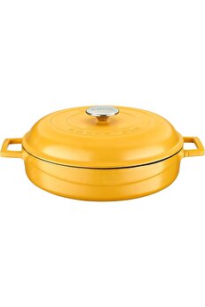 STOREMAX modashine Metal Spring Serisi - Döküm Çok Amaçlı Tencere, Yuvarlak, 28 cm, Mat, Parlak Siyah Taban,