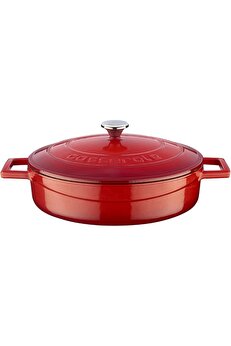 STOREMAX shopverse Metal Döküm Çok Amaçlı Yayvan Tencere, 24 cm 2.47 L Kırmızı trendflick 1014773